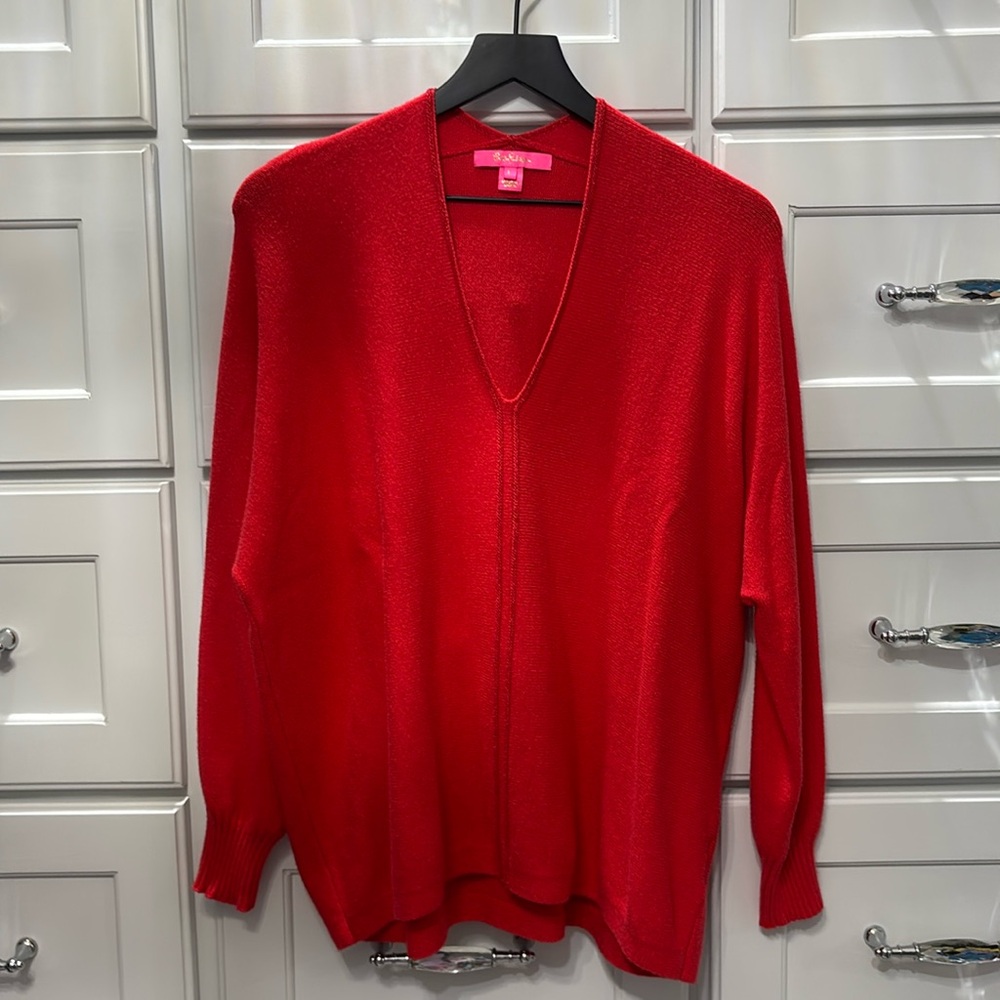 Lilly Pulitzer Red V-Neck Sweater